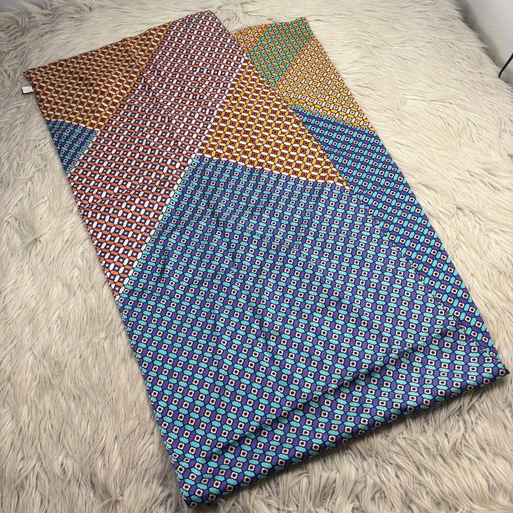 Echo Multi Color Geometric Silk Scarf Artsy Boho Old Money